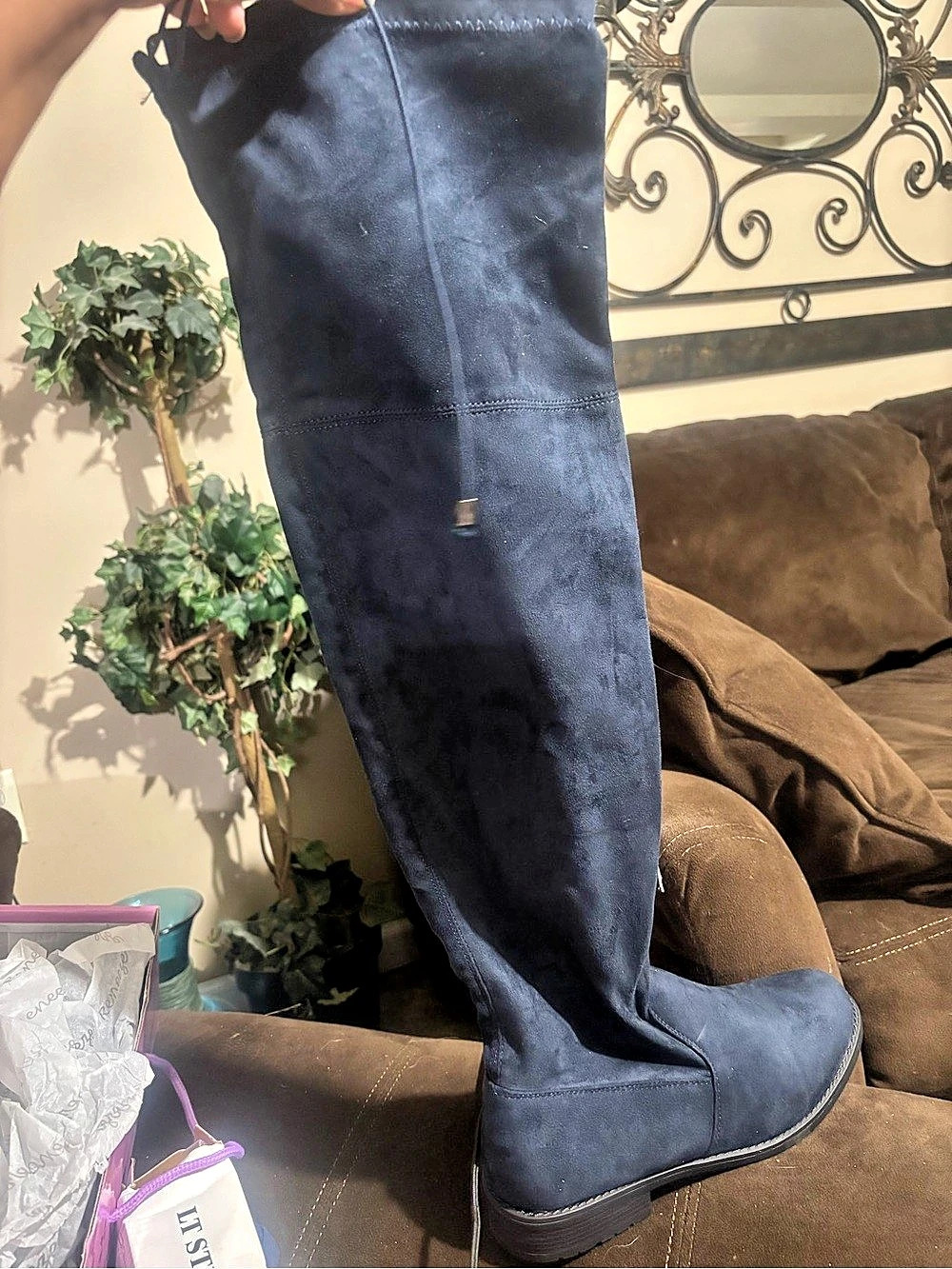 Reneeze Richee-01 Navy Heeled Boots US 9 NWT. They come right to the knee or a l